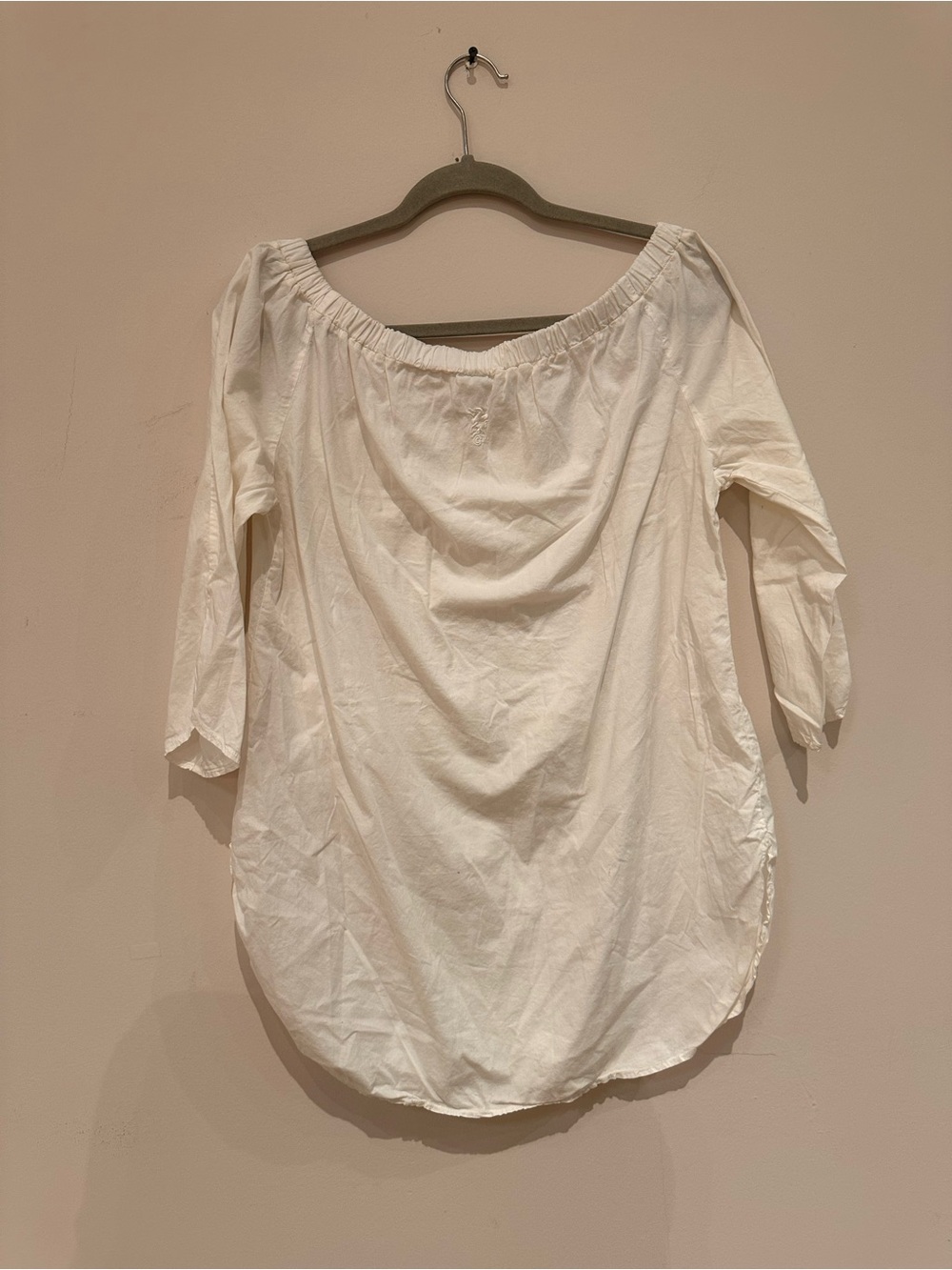 European Culture White Off-Shoulder Peasant Blouse